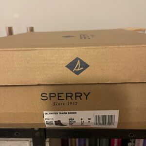 Sperry Saltwater Boots in Tan and Dark Brown